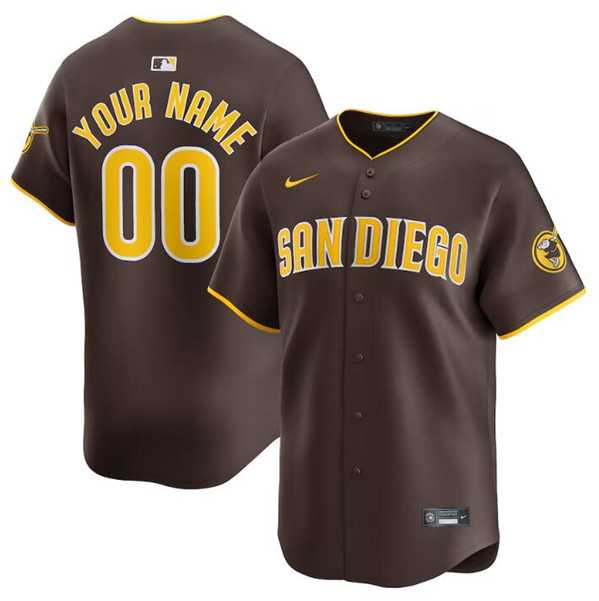 Men%27s San Diego Padres Customized Brown 2024 Away Limited Stitched Jersey